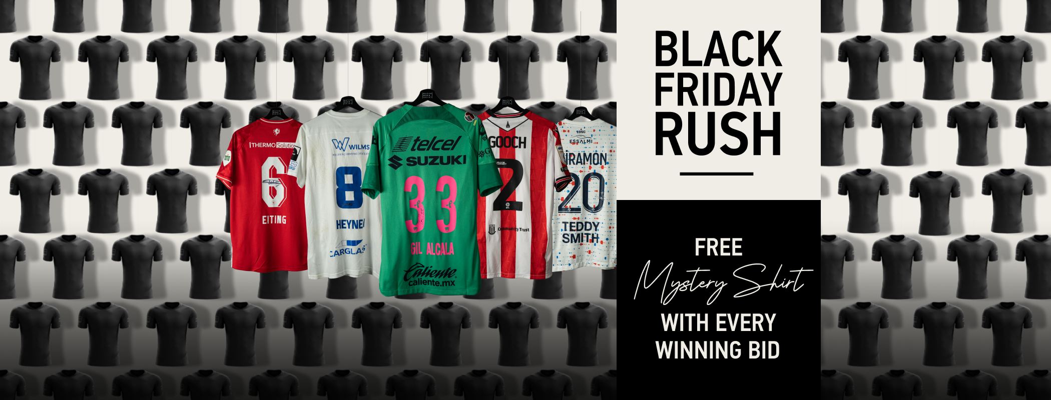 event banner for Black Friday Rush | Day 3 | Free Mystery Shirt With Every Winning Bid
