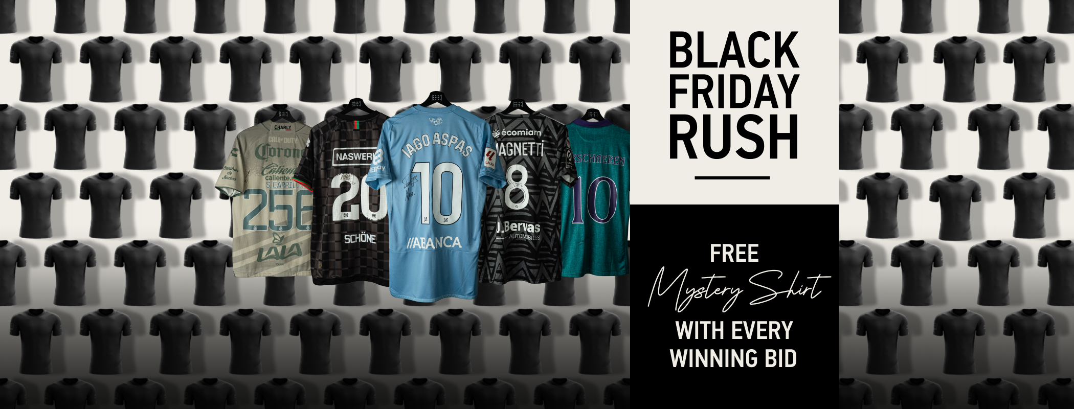 event banner for Black Friday Rush | Day 4 | Free Mystery Shirt With Every Winning Bid
