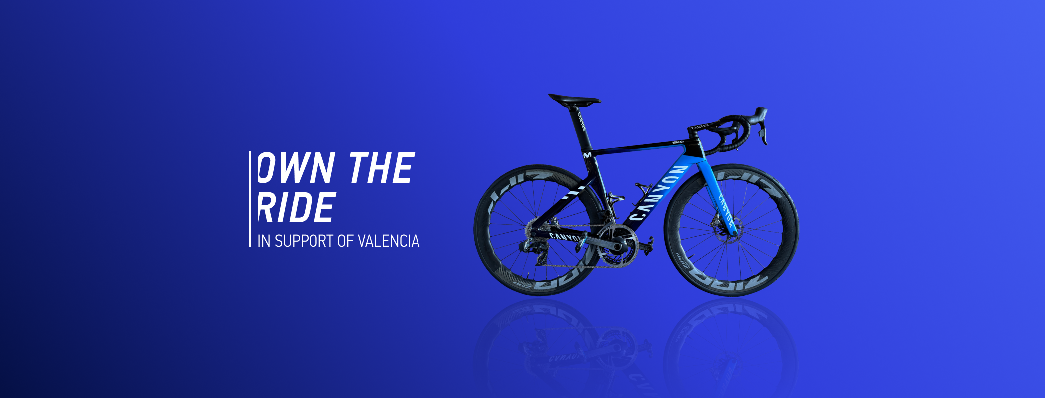 event banner for Movistar Team | Own the Ride | In Support of Valencia