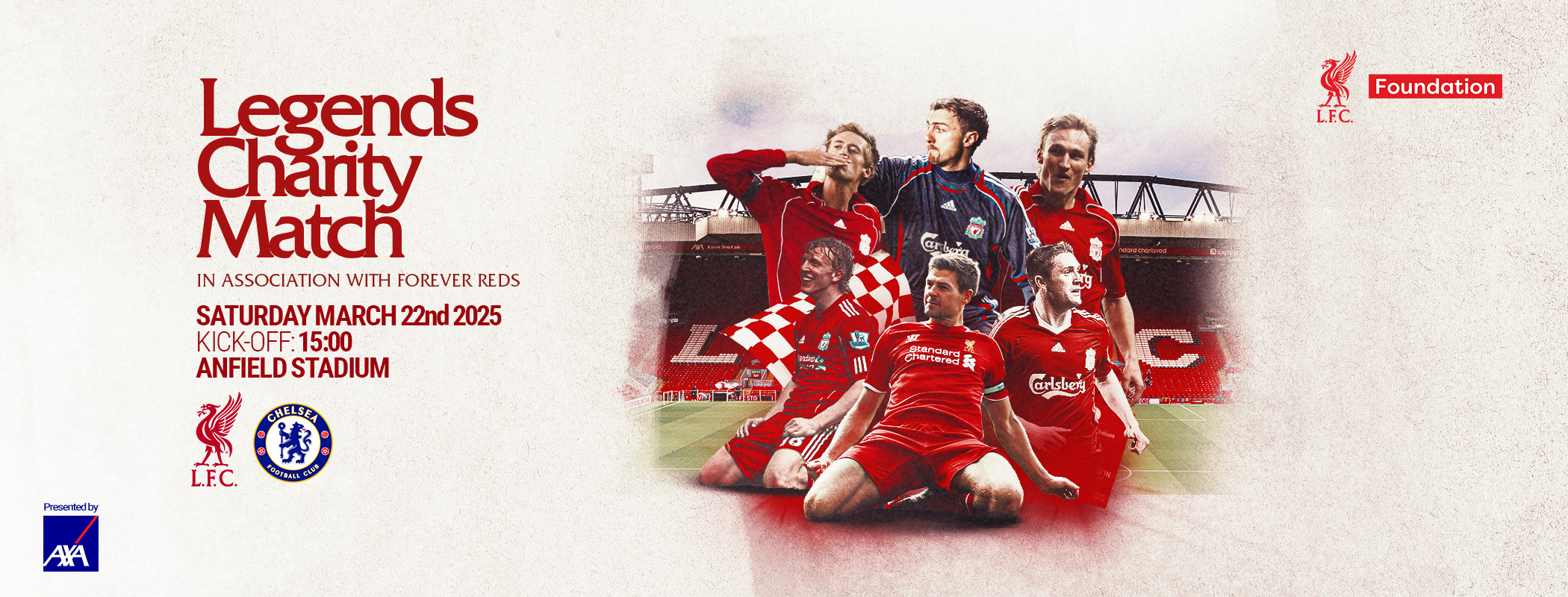 event banner for Liverpool Legends - Chelsea Legends