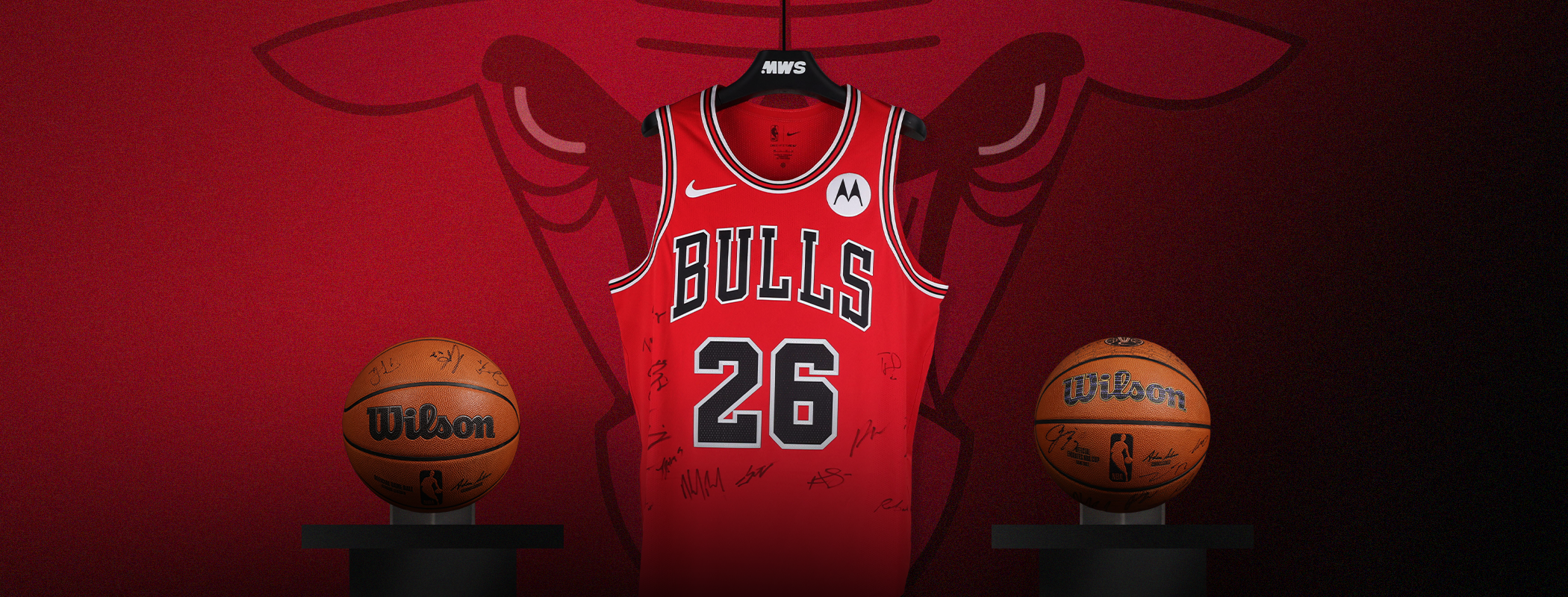 Chicago Bulls Game Used Full Team Autograph Basketballs and Jersey header image