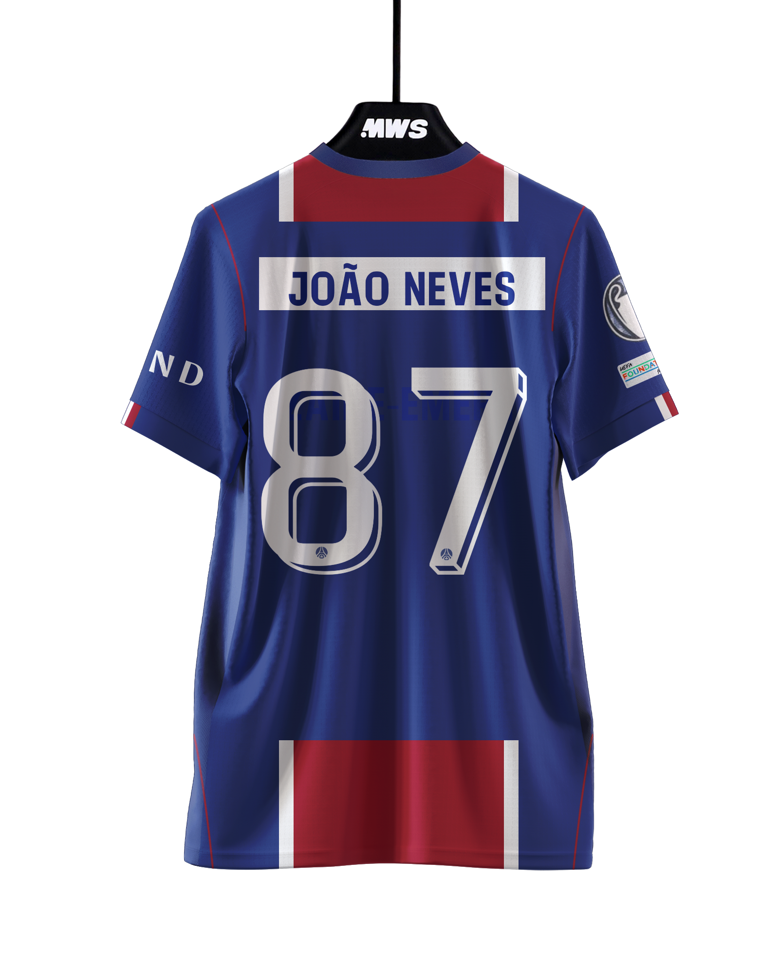 Paris Saint-Germain 팀의 João Neves 셔츠