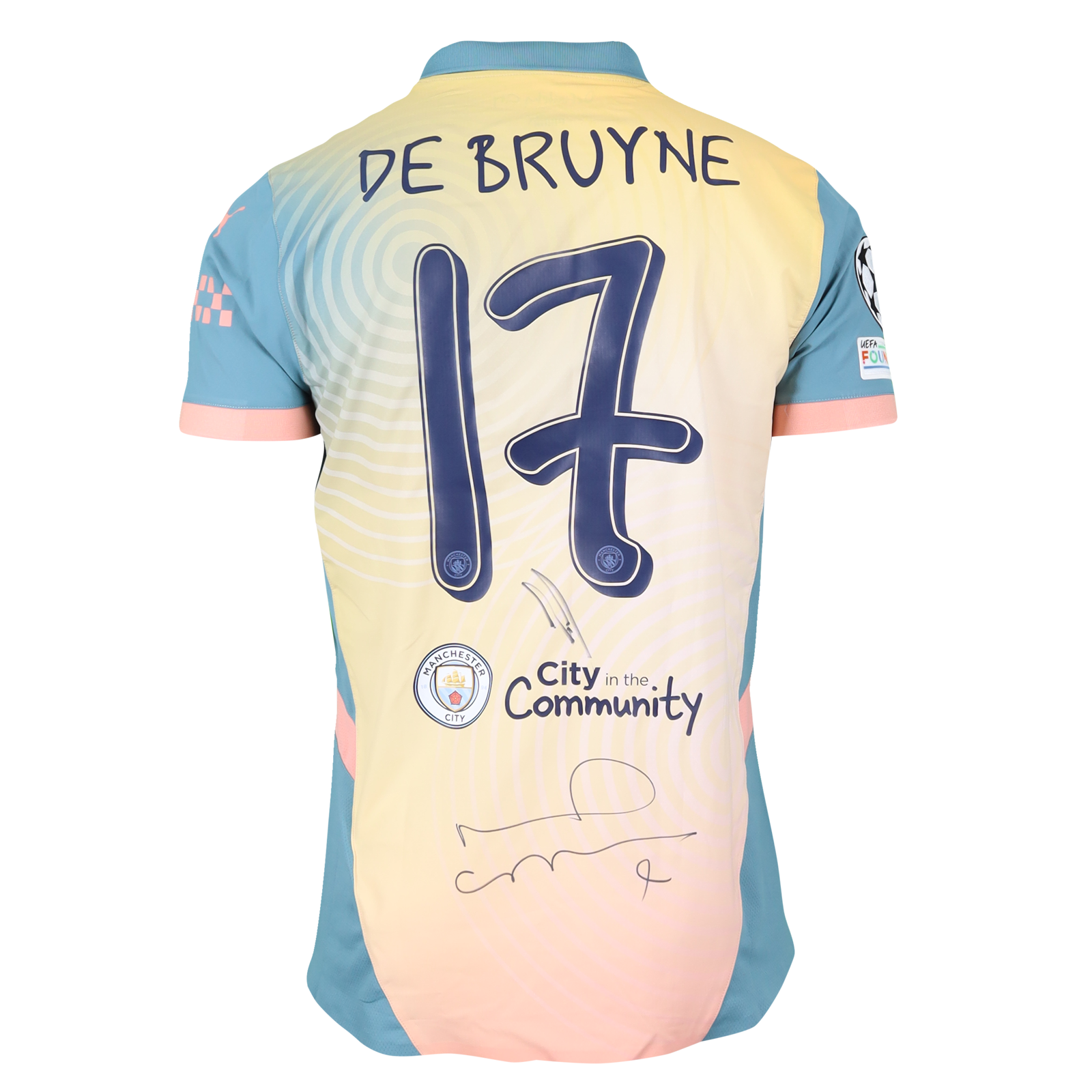 Kevin De Bruyne & Noel Gallagher | Signed Shirt | MatchWornShirt