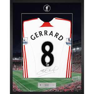 Framed Steven Gerrard Shirt | Liverpool - 2007/08 - Premier League