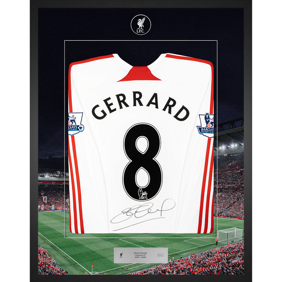 Framed Steven Gerrard Shirt | Liverpool - 2007/08 - Premier League