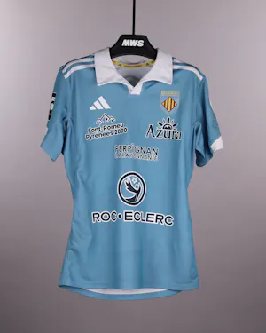 Maillot Rugby USAP Perpignan Vintage N°15 Bleu Ciel Canterbury Taille XL