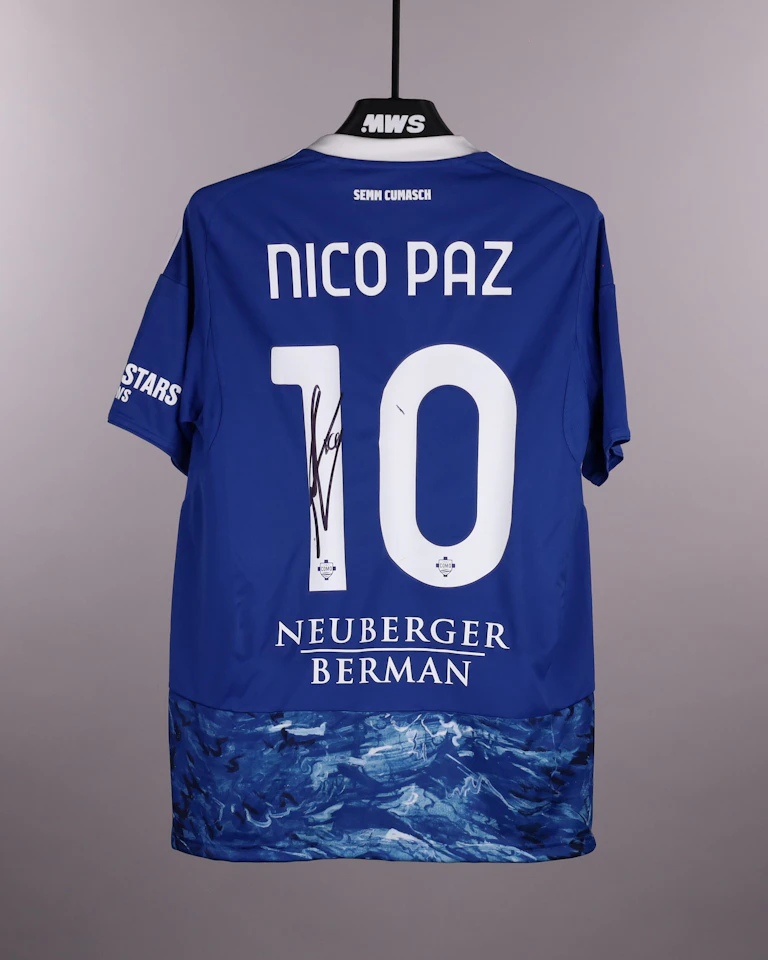 Nico Paz Como 1907 AC Milan MatchWornShirt nico-paz-como-1907-ac-milan-matchwornshirt