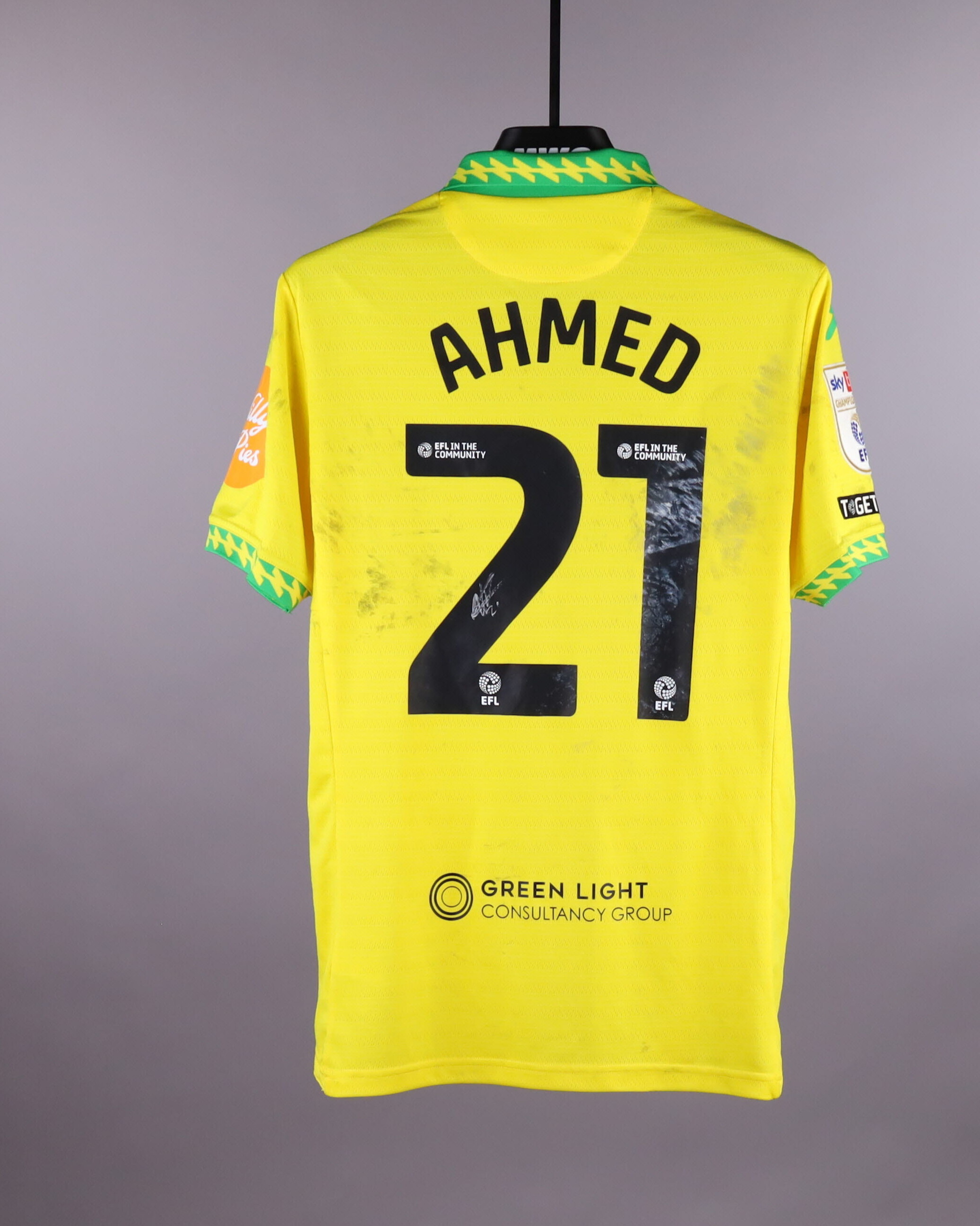Ali Ahmed | Norwich City - Coventry City | MatchWornShirt