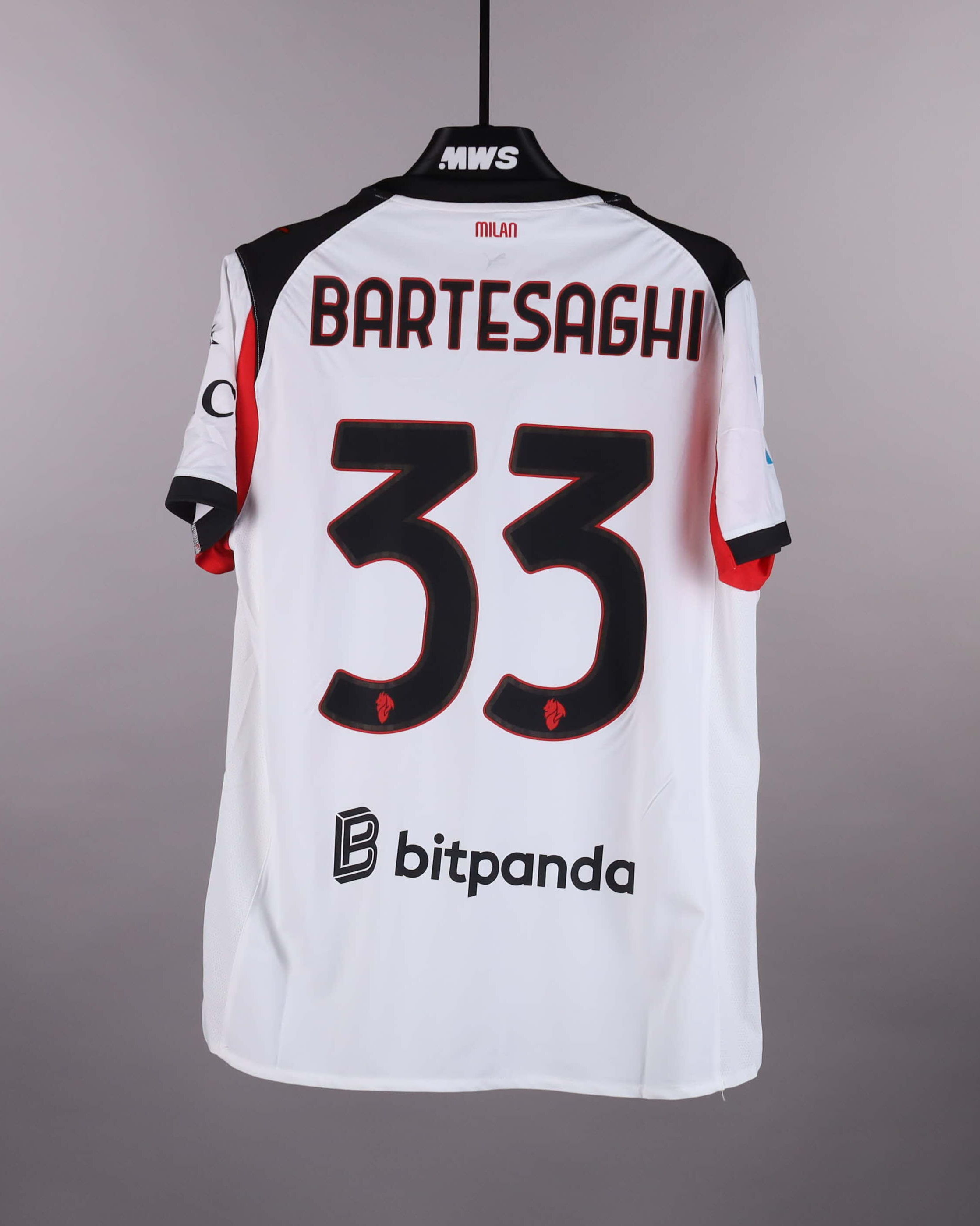 ☆セリエA ミラノ ユニフォーム　バレーボール　ゲームシャツ　ジャージ　白 Davide Bartesaghi | Sassuolo - AC Milan | MatchWornShirt