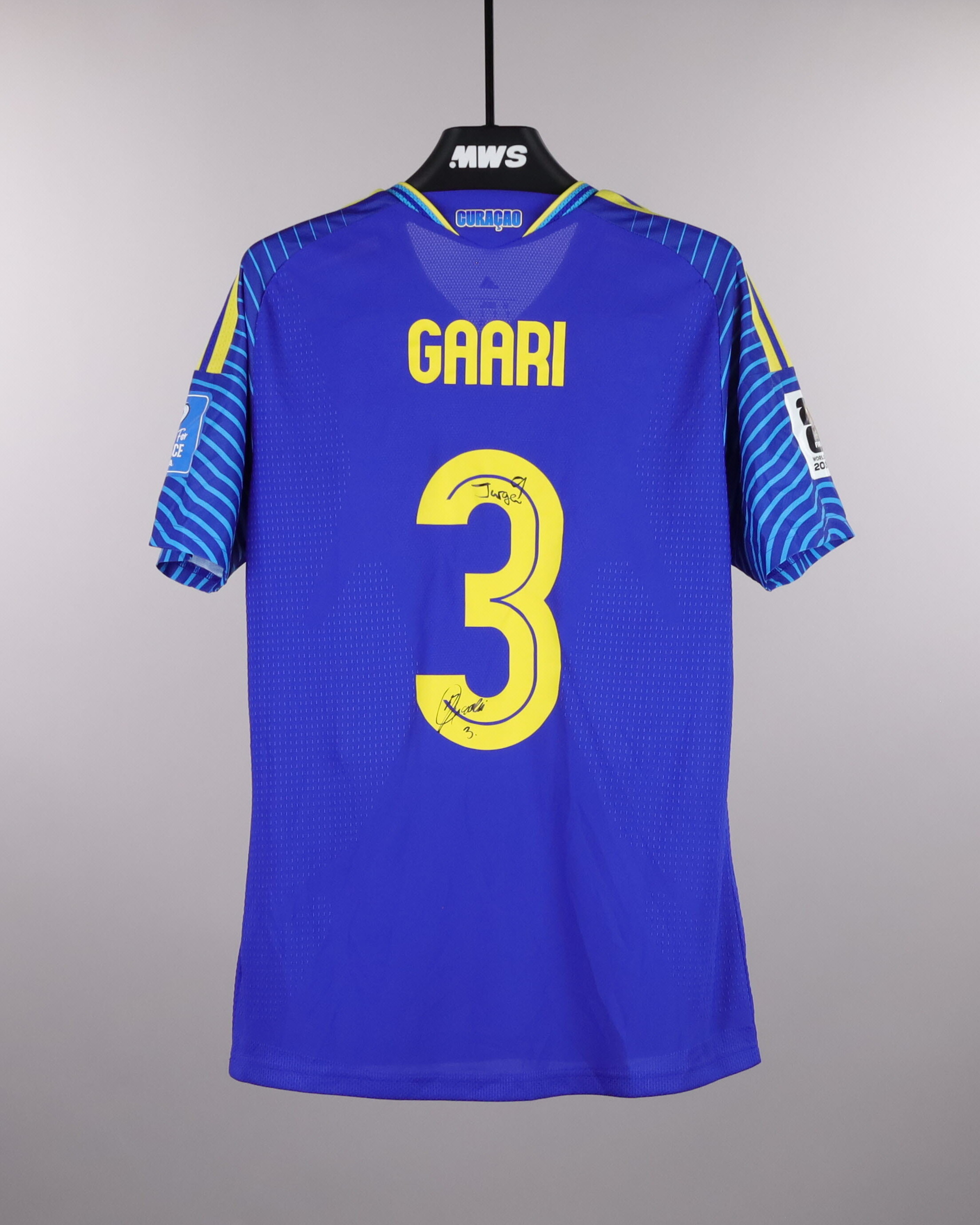  サッカーシャツ M 青 GARI GARI KUN 10 Juriën Gaari | Ecuador - Curacao | MatchWornShirt