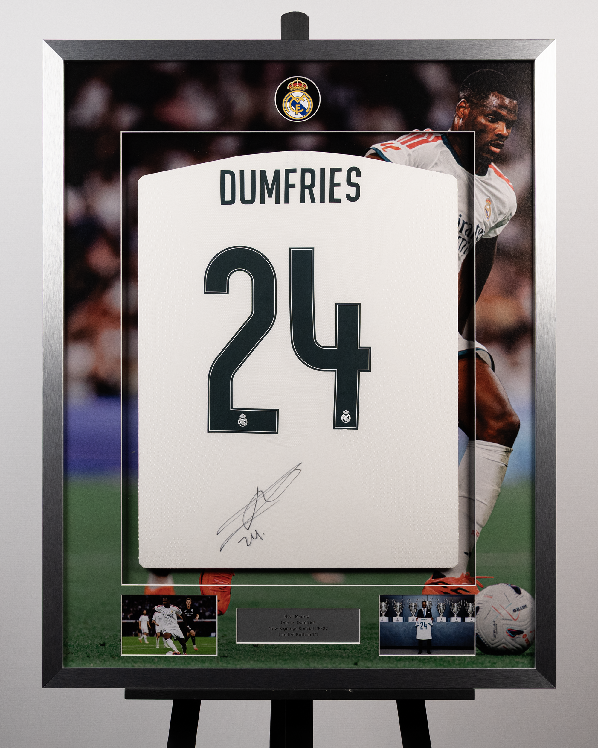 Limited Edition Framed Denzel Dumfries Shirt Real Madrid shirt