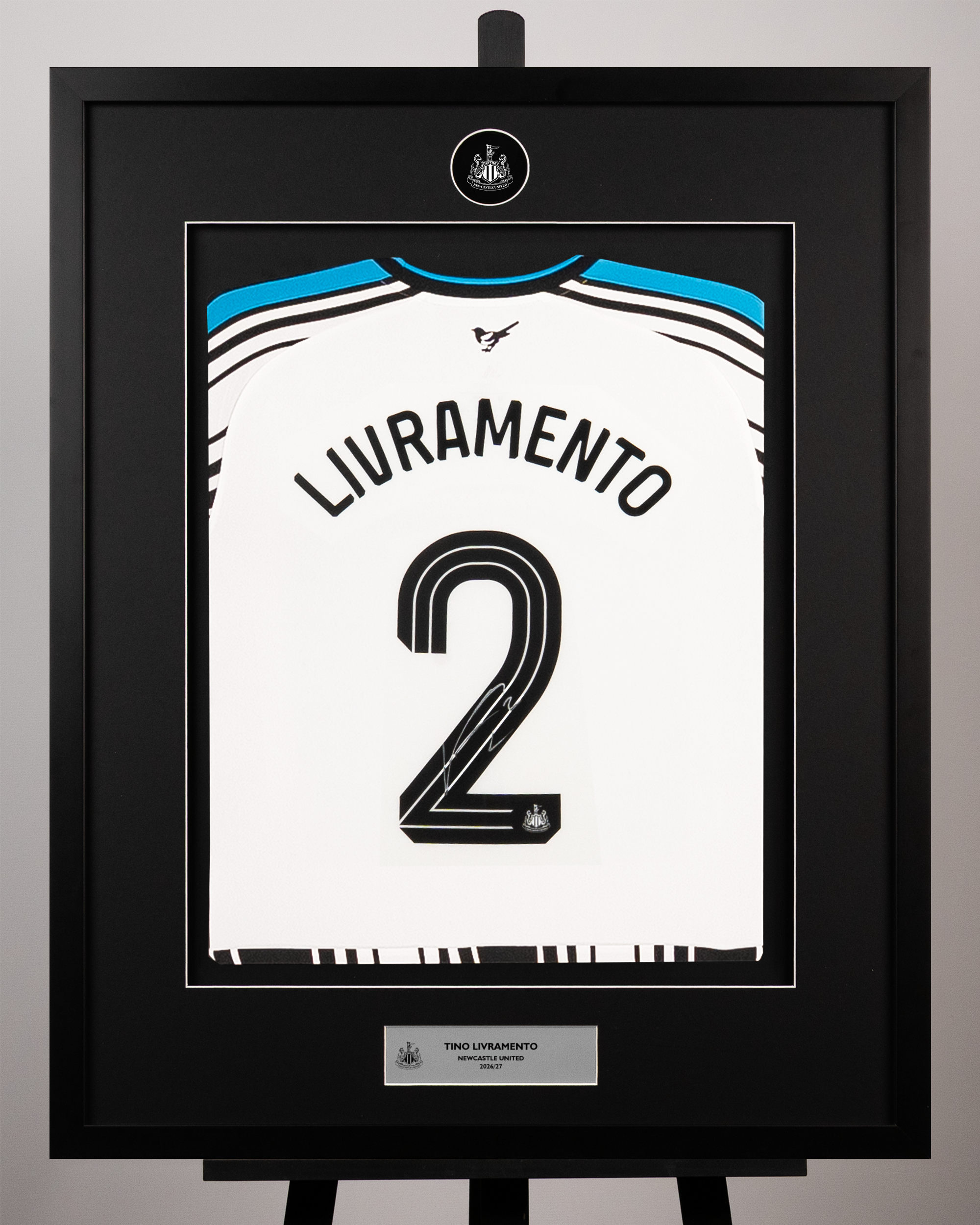 Tino Livramento Framed Signed Newcastle United Home Shirt