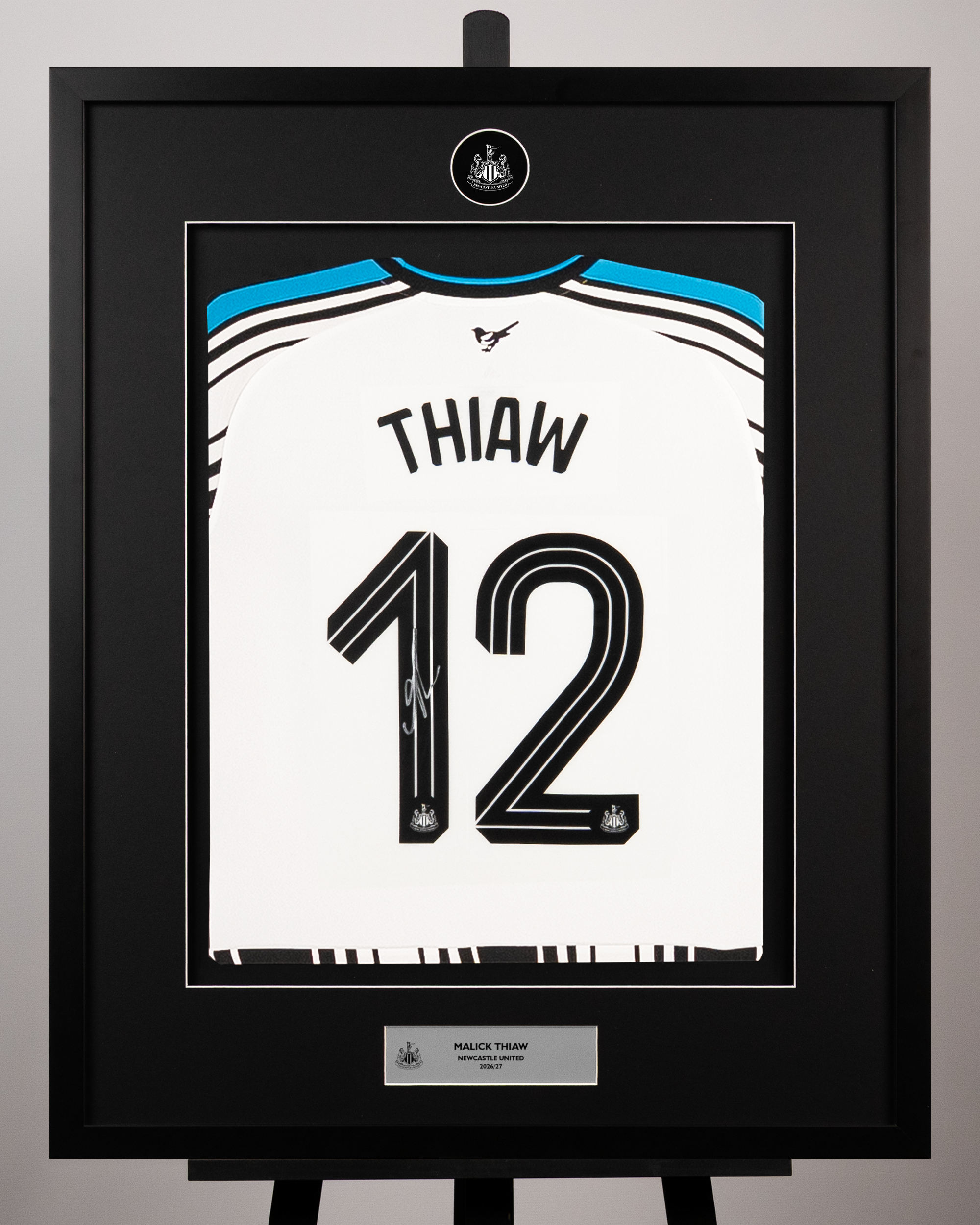 Malick Thiaw Framed Signed Newcastle United Home Shirt