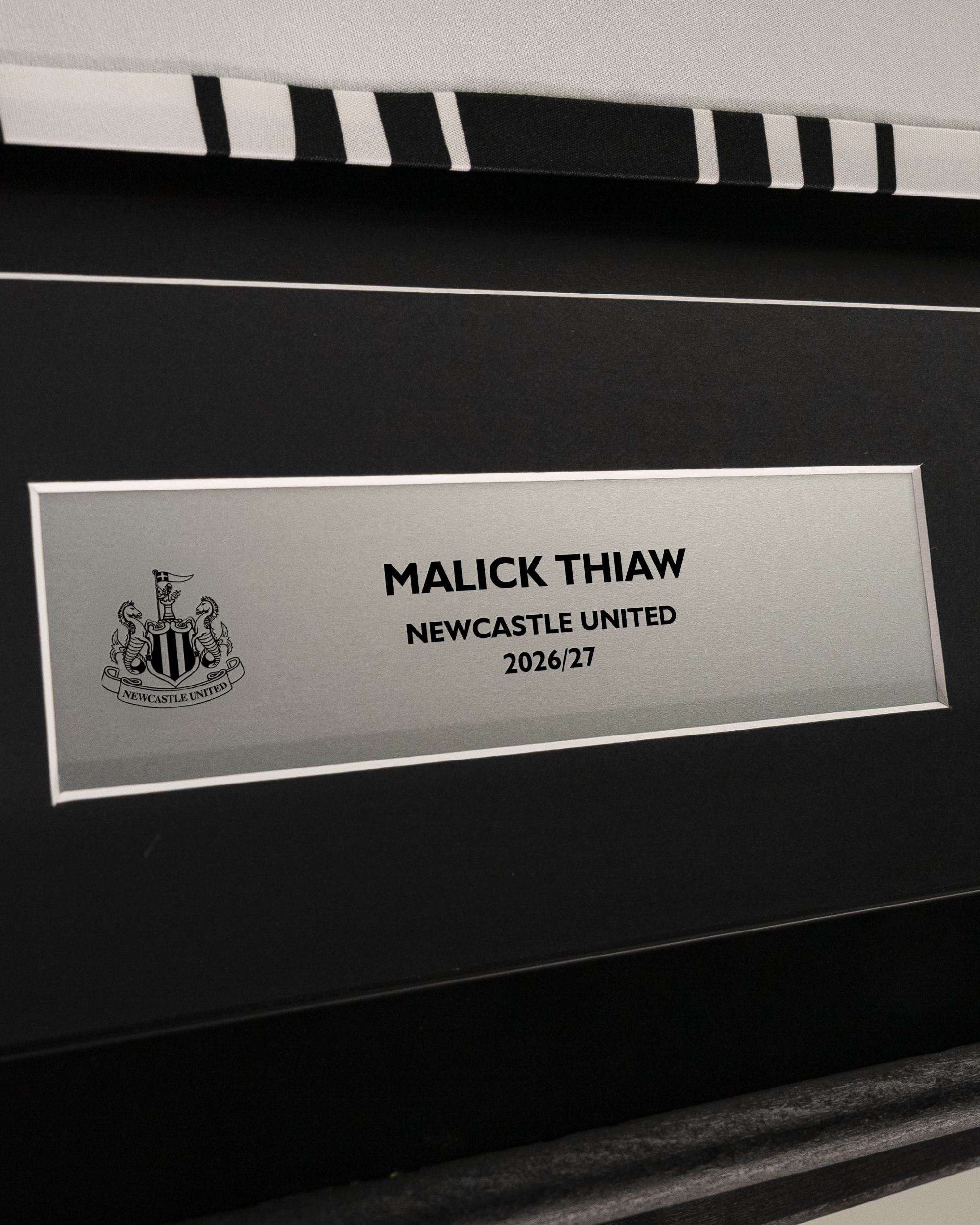 Malick Thiaw Framed Signed Newcastle United Home Shirt