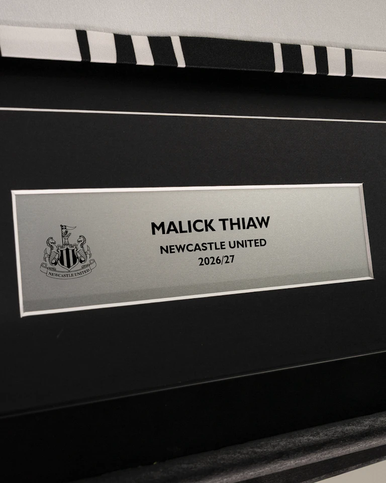 Malick Thiaw Framed Signed Newcastle United Home Shirt