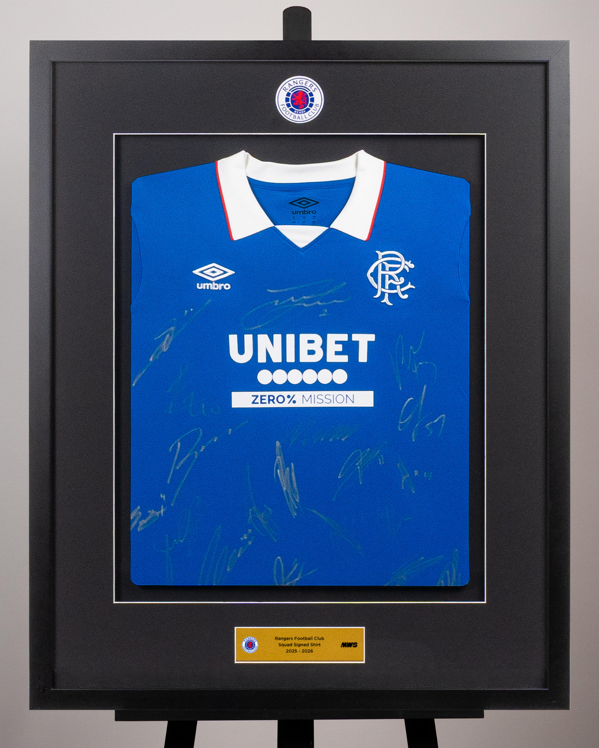 Squad Signed Framed Rangers Home Shirt 25/26